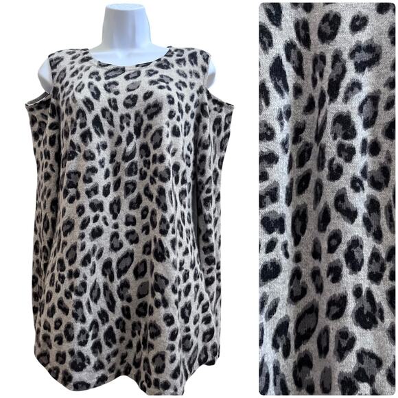 Cashmere Charter Club Luxury Leopard Print
Cold Shoulder Knit Top Size Large - Picture 9 of 9